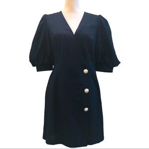 ASOS Design Button Wrap Dress With Puff Sleeves